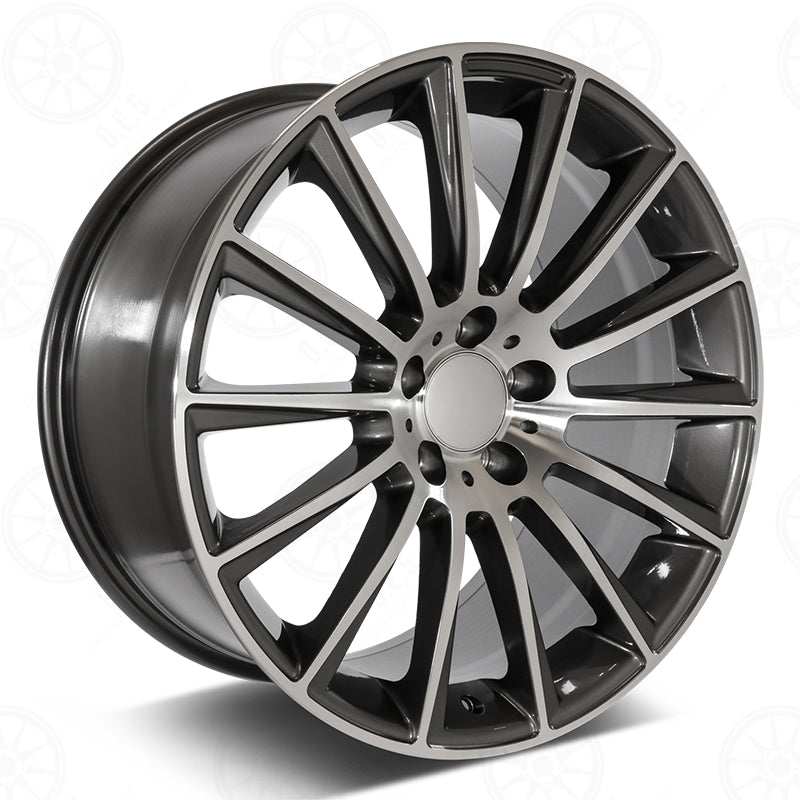 22" AMG Style Gunmetal Machined Staggered Wheels Fits Mercedes E300 E350 E550 E53 E63 E65 S500 S550 S63 S65 CLS550 CLS63 CLS65 CL500 CL65