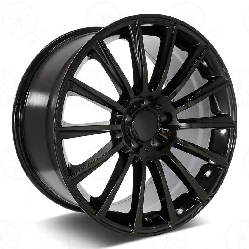 22" AMG Style Gloss Black Staggered Wheels Fits Mercedes E300 E350 E550 E53 E63 E65 S500 S550 S63 S65 CLS550 CLS63 CLS65 CL500 CL65