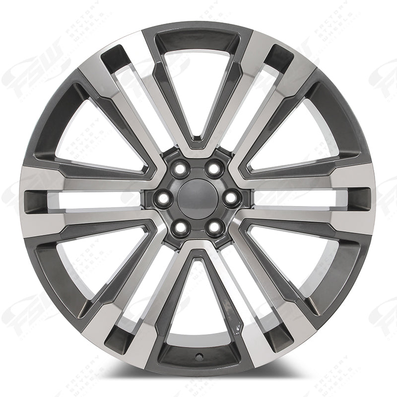 26" SLT Style Machined Gunmetal Wheels Fits Cadillac Escalade Chevy Silverado Suburban Tahoe Sierra GMC Yukon