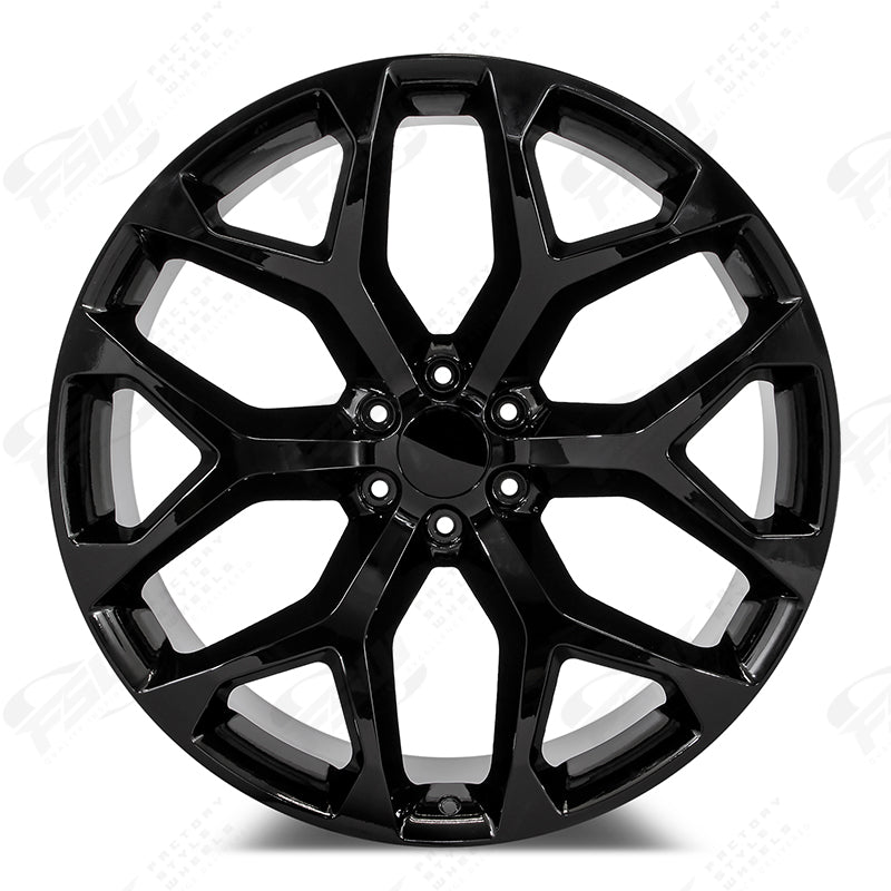 20" Snowflake Style Gloss Black Wheels Fits Chevy Silverado Suburban Tahoe GMC Sierra Yukon
