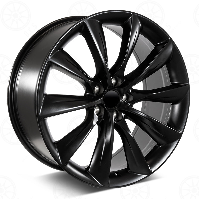 22" Turbine Style Matte Black Wheels Fits Tesla Model S and X AWD RWD