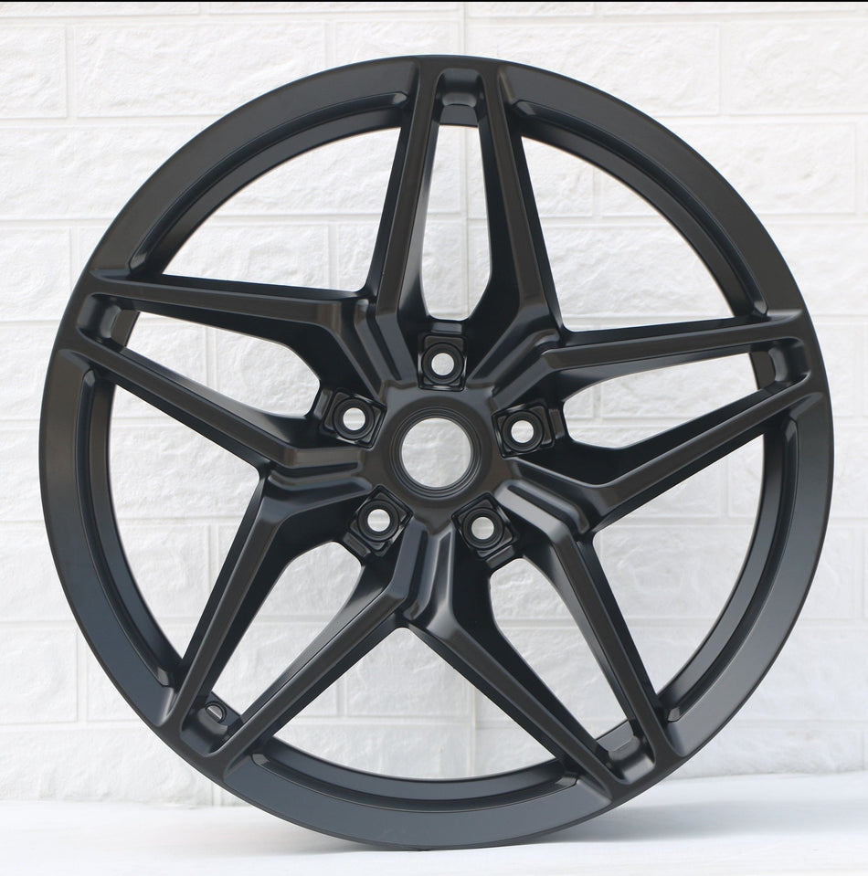 19" & 20" Grand Sport Style Satin Black Wheels Fits Chevy Corvette C6 C7 Z06 Stingray Carbon Grand Sport