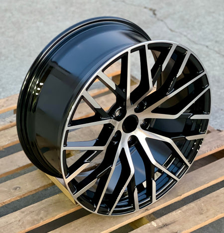 Black machined 19-inch R8 style wheels by OE Style Wheels, designed for Audi A3, S3, A4, S4, A5, S5, A6, S6, A7, S7, A8, S8, Q5, SQ5,