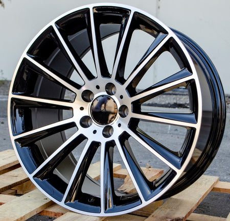 18-inch black machined face Mercedes wheels by OE Style Wheels, fits CLA250, CLA45, C250, C300 AMG automotive rims