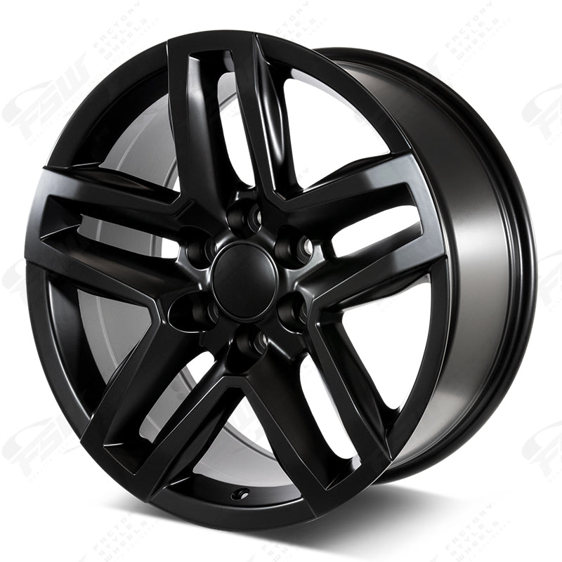 18-inch satin black Trail Boss style wheels by OE Style Wheels fitted for Cadillac Escalade, Chevy Silverado, GMC Yukon, and more.