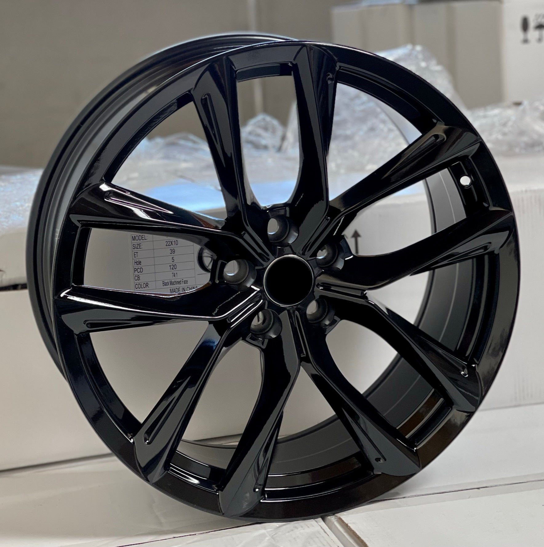 Gloss black 19-inch OE Style Wheels for Tesla Model 3 AWD, RWD, Long Range, and Performance models, showing the sleek rim design.