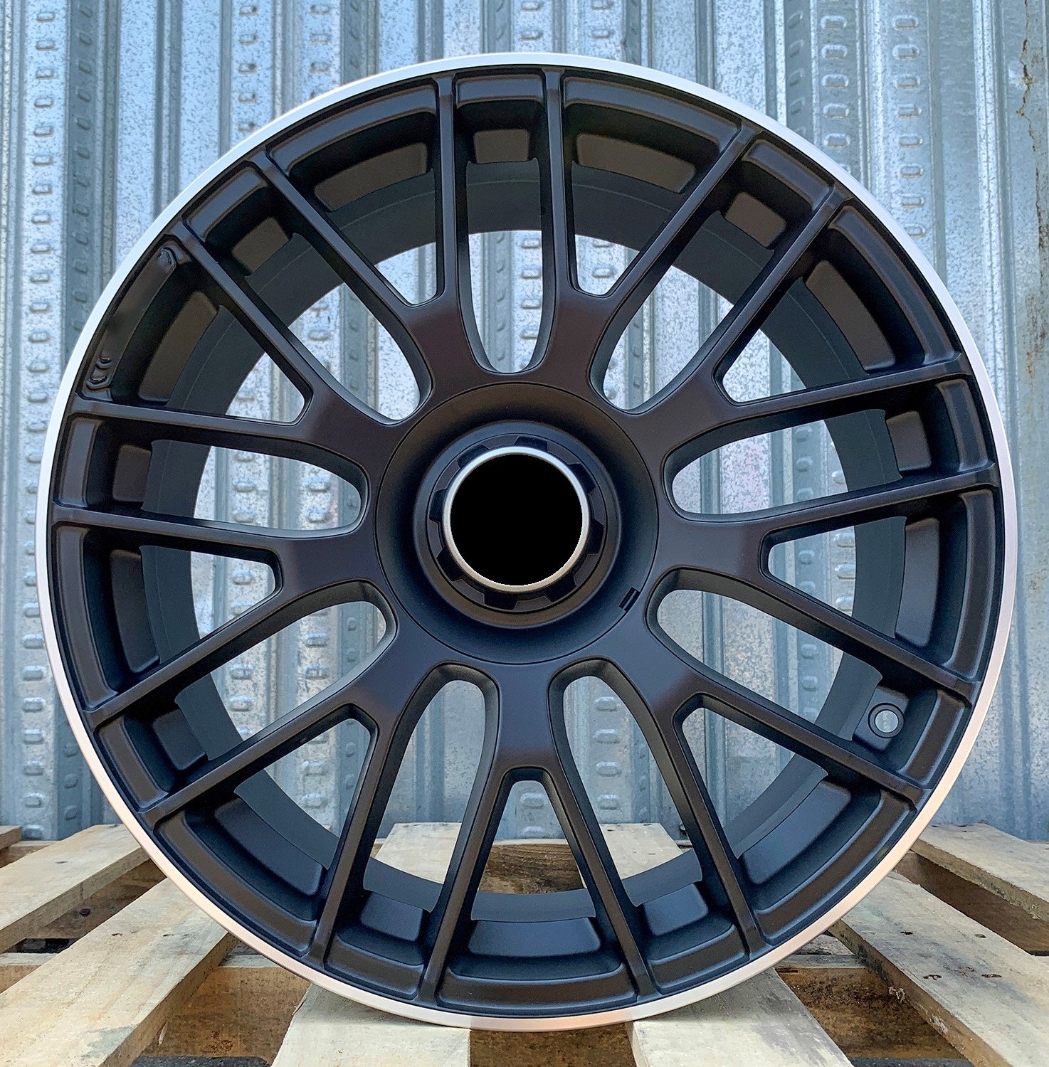 Matte black OE Style 19-inch wheels for Mercedes-Benz C-Class, E-Class, CLS, and AMG coupe models, showcasing their sleek design.