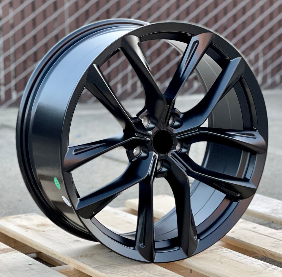 Matte black 19-inch Tesla Model 3 OE Style Wheels for AWD, RWD, and Long Range Performance models, showcasing sleek automotive rims.