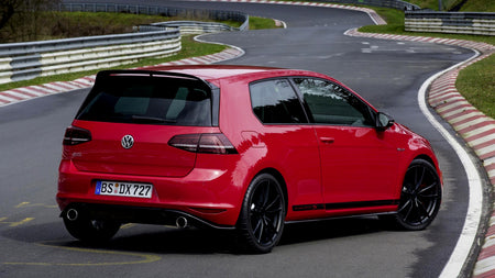 19-inch R Style gloss black wheels by OE Style Wheels for Volkswagen GTI, Golf, Jetta, EOS, and Passat vehicles.