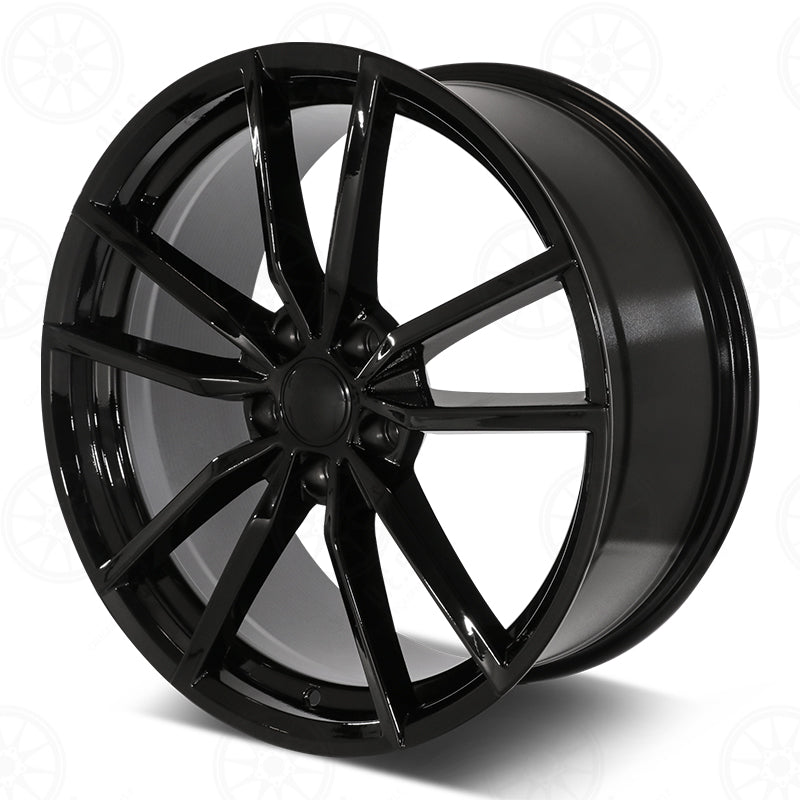 19-inch OE Style Wheels R Style gloss black rims for Volkswagen VW GTI Golf Jetta EOS Passat vehicles.