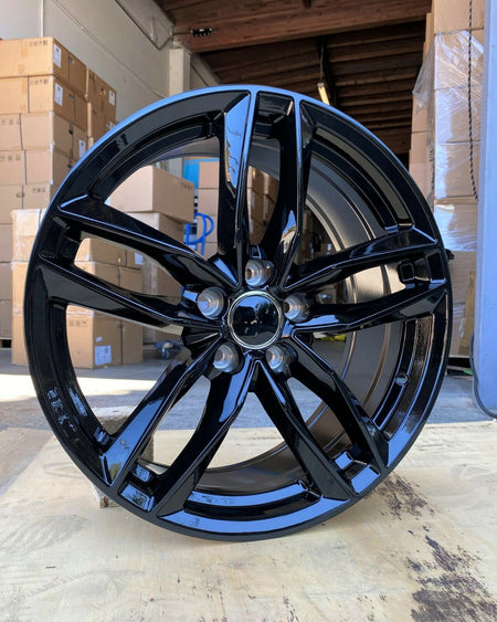 19-inch OE Style Wheels RS6 gloss black rims on an Audi A3, showcasing sleek, sporty automotive rims for Audi models.