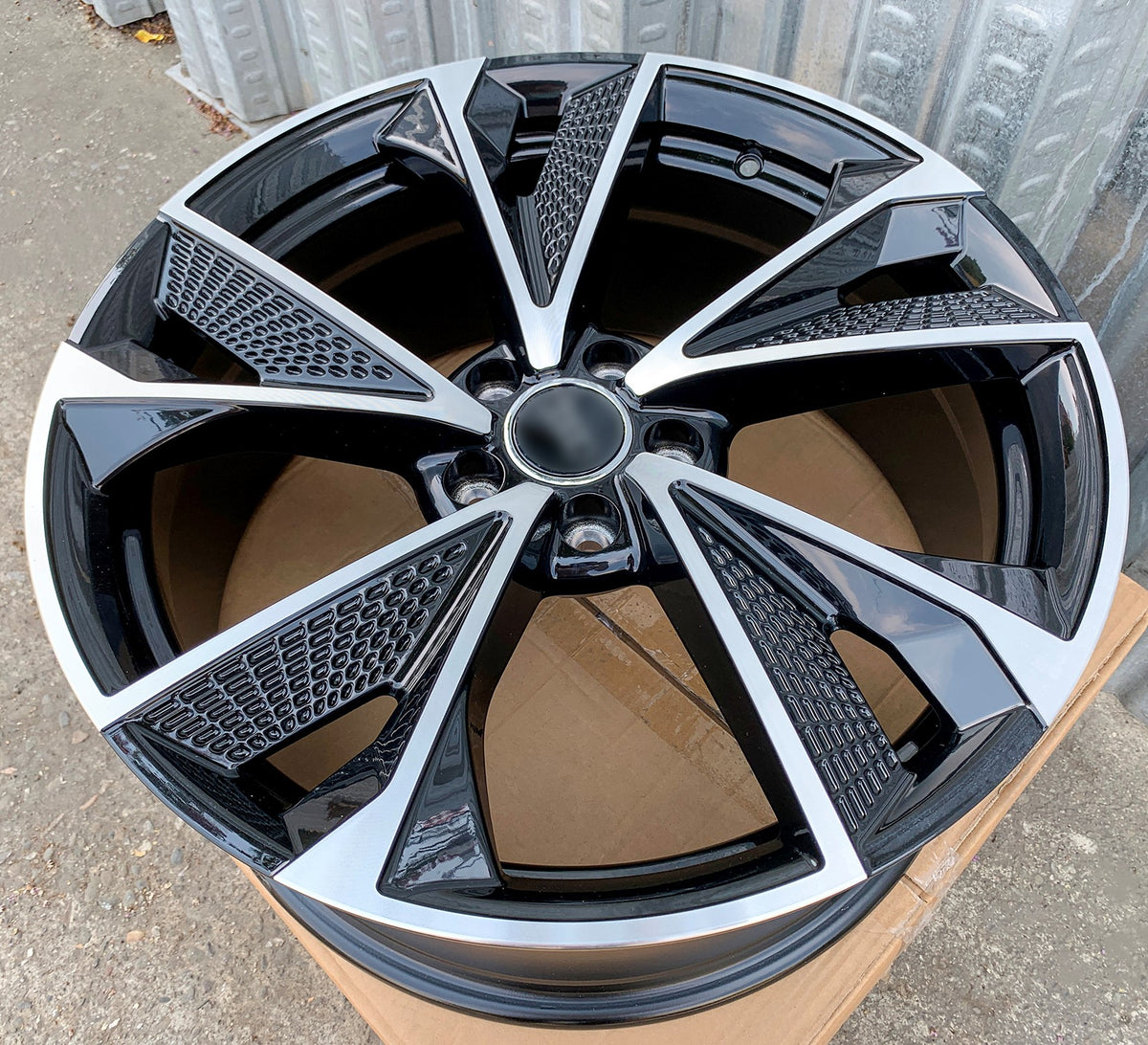 19-inch OE Style RS7 wheels on an Audi vehicle, showcasing aftermarket alloy rims with a sporty multi-spoke design.