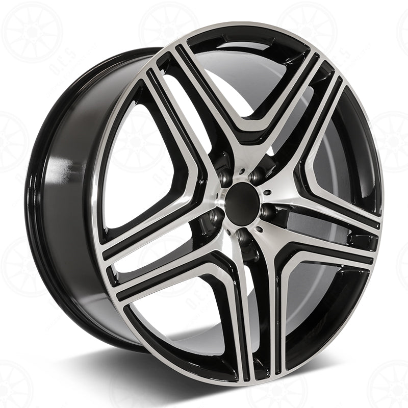 20-inch black machined OE Style Wheels for Mercedes ML, GLE, GLS, and GL models, showcasing sleek alloy automotive rims.