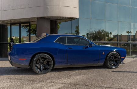 Gloss black 20-inch OE Style Wheels for Dodge Challenger, Charger, Demon, GT, RT, SRT, SXT, and Hellcat narrow body models.
