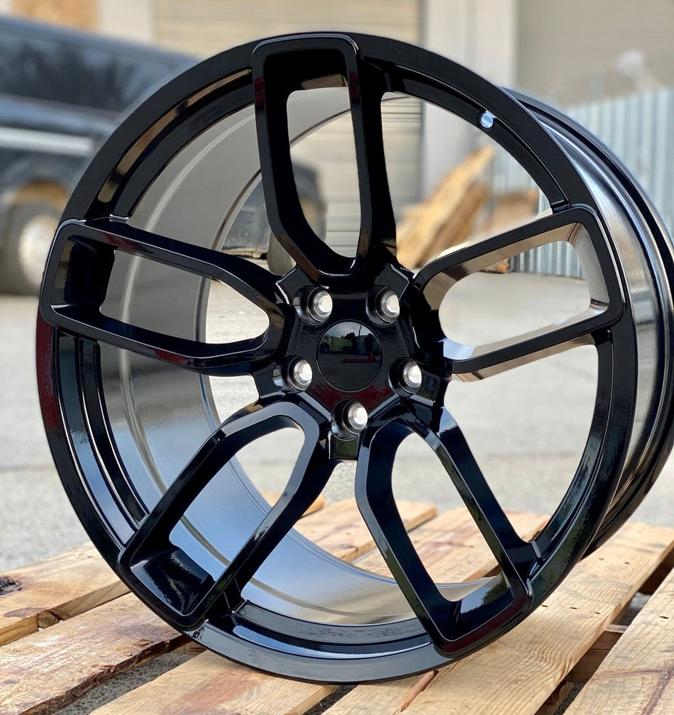 20" Hellcat Style Gloss Black Wheels Fits Dodge Challenger Charger GT RT SRT SXT Hellcat Scat Pack