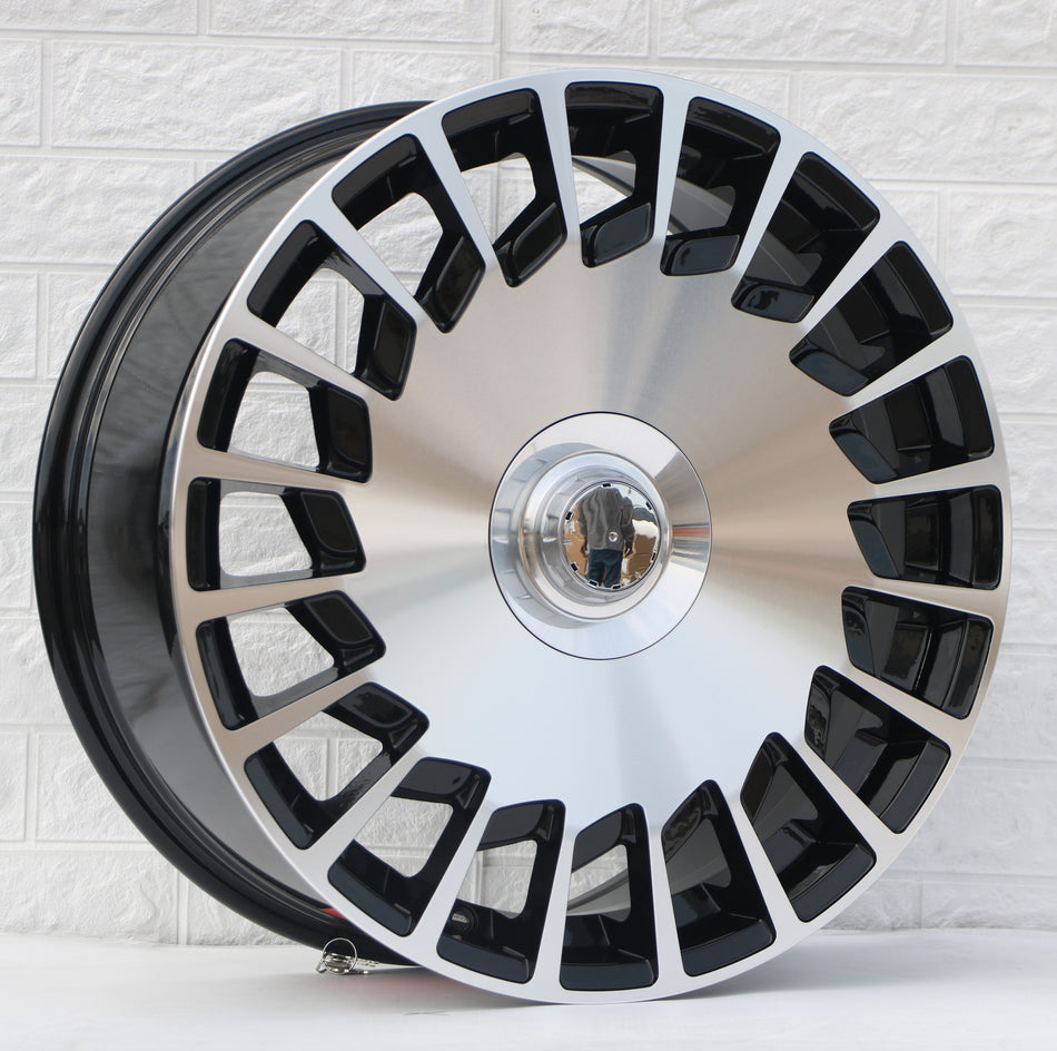 20-inch Maybach style black machined wheels by OE Style Wheels for Mercedes-Benz C-Class, E-Class, S-Class, and AMG models.