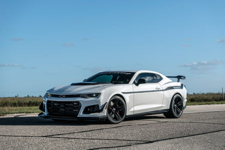 20-inch ZL1 style gloss black wheels by OE Style Wheels on a Chevy Camaro ZL1 SS LT, showcasing sleek automotive rims.