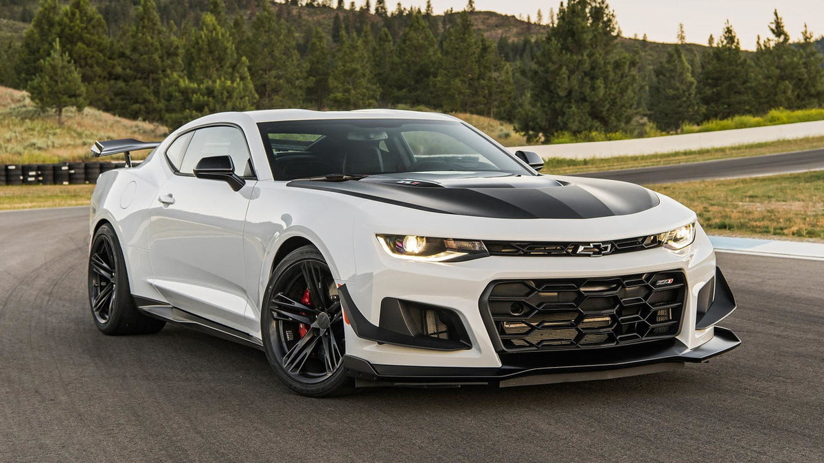 20-inch ZL1 style gloss black wheels by OE Style Wheels fitted on a Chevy Camaro ZL1 SS LT, showcasing sleek automotive rims.