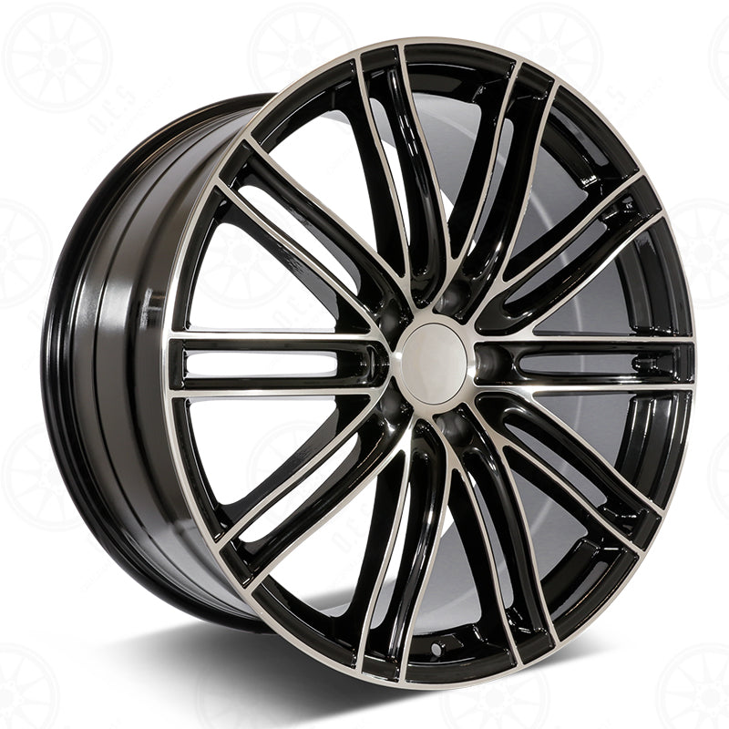 22-inch OE Style Wheels with black machined finish, fits Porsche Panamera 4 GTS, Turbo, Hybrid, and Cayenne SUV.