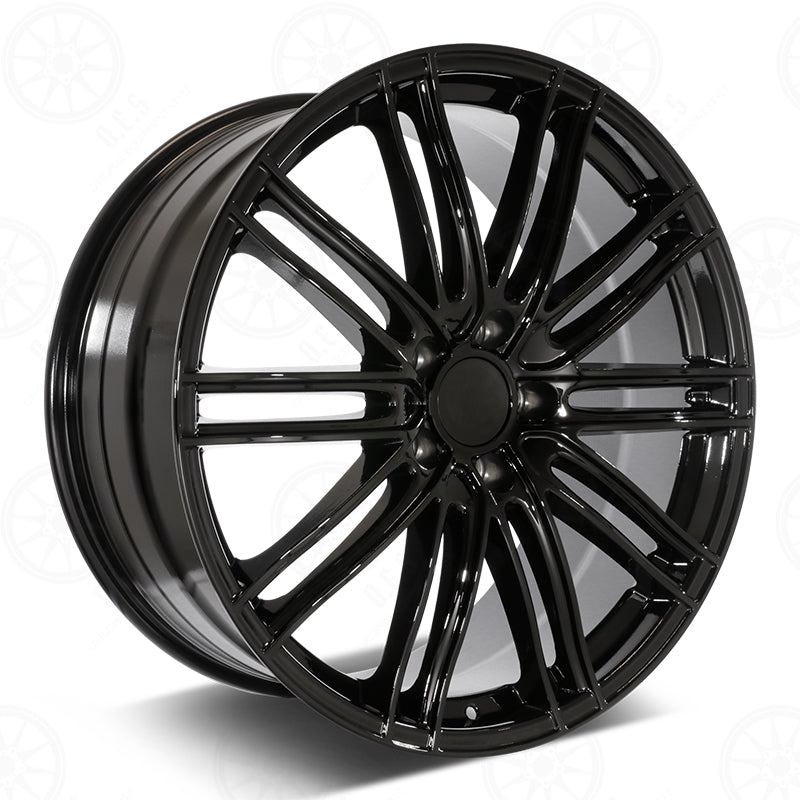 Gloss black 22-inch OE Style Wheels with GTS design for Porsche Panamera 4 GTS, Hybrid, Turbo, Sport Cayenne SUV.