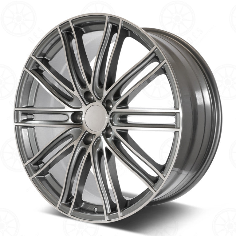 22-inch OE Style Wheels in gunmetal with machined accents for Porsche Panamera 4 GTS, Hybrid, Turbo, Sport Cayenne automotive rims