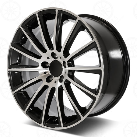 22-inch AMG style black machined staggered wheels for Mercedes-Benz E-Class, CLS, S-Class, and CL models by OE Style Wheels.