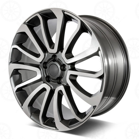 22-inch gunmetal machined OE Style Wheels for Range Rover Defender, Discovery, LR3, LR4, HSE Sport, SVR, and Supercharged models.