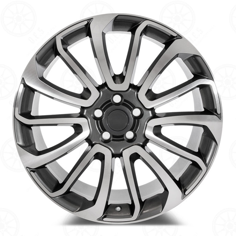 22-inch OE Style Wheels with gunmetal finish, machined accents, fitting Range Rover Defender, Discovery, LR3, LR4, HSE, Sport, SVR, Supercharged