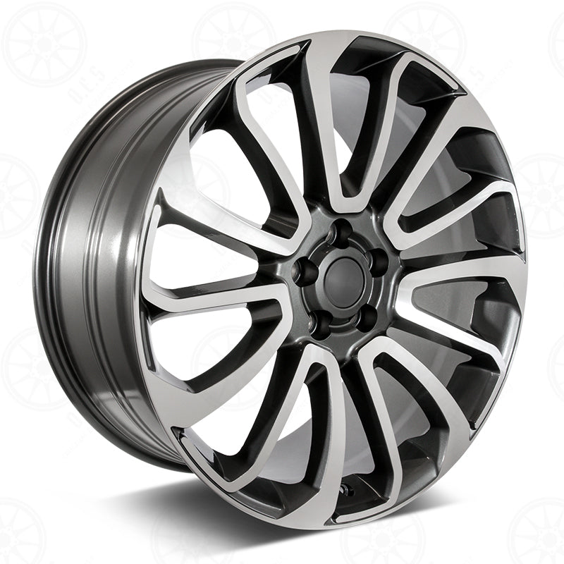 22-inch Gunmetal Autobiography style alloy wheels by OE Style Wheels on a Range Rover Defender and Discovery SUV.