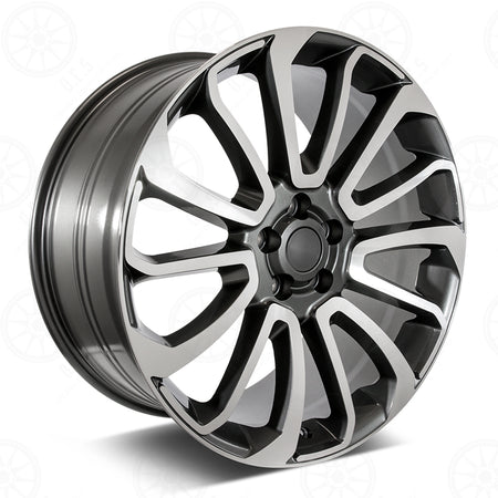 22-inch Gunmetal Autobiography style alloy wheels by OE Style Wheels on a Range Rover Defender and Discovery SUV.
