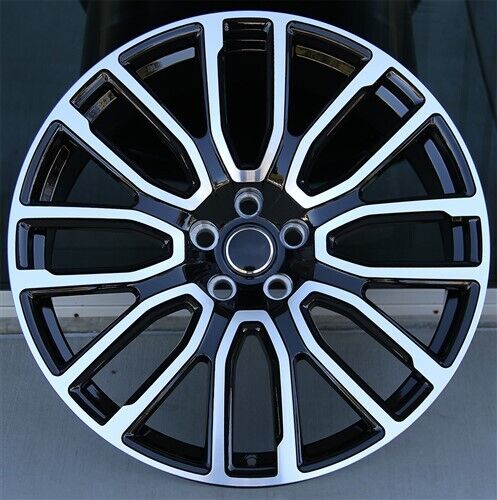 22-inch black machined face wheels by OE Style Wheels fitted on Range Rover Defender Discovery LR3 LR4 HSE Sport SVR Supercharged