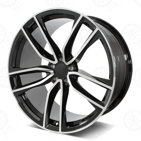 22-inch black machined Mercedes-Benz wheels by OE Style Wheels, fitting E-Class, S-Class, CLS, and AMG models, automotive rims.