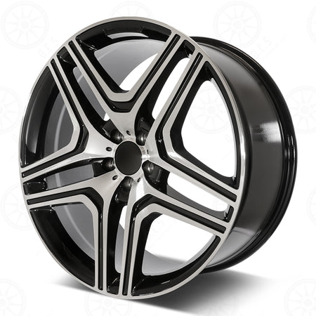 22-inch black machined OE Style Wheels for Mercedes G-Class G350, G500, G550, G55, and G65 AMG vehicles, showcasing sleek rim design.