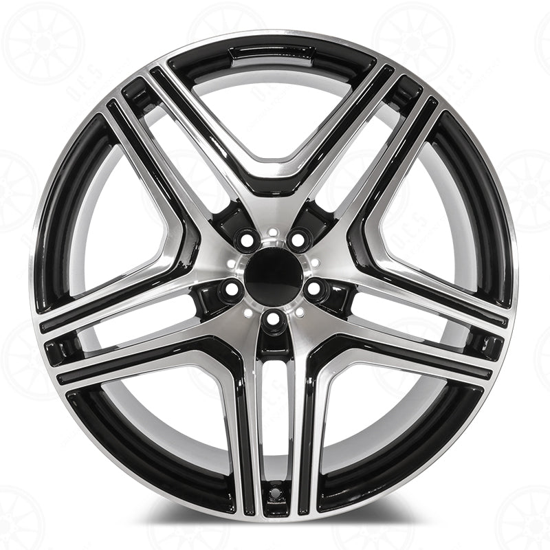 22-inch black machined Mercedes-Benz wheels by OE Style Wheels, fitting ML, GLE, GLS, and AMG models, shown from a side angle.