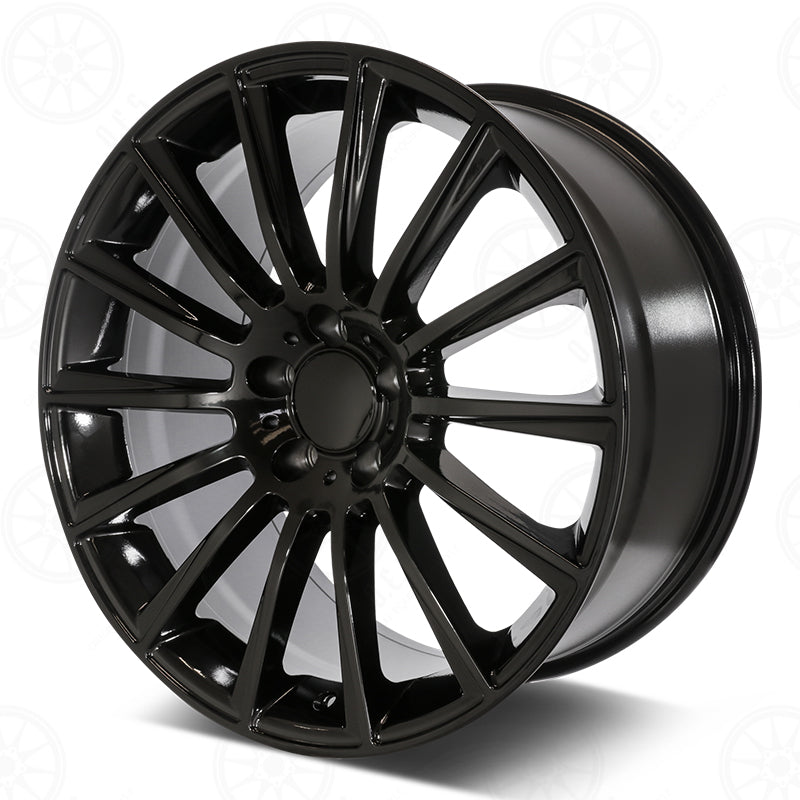 22-inch gloss black OE Style Wheels rims for Mercedes ML, GLE, GLS, and AMG models, showcasing a sleek, shiny finish.