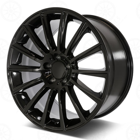 22-inch gloss black OE Style Wheels rims for Mercedes ML, GLE, GLS, and AMG models, showcasing a sleek, shiny finish.