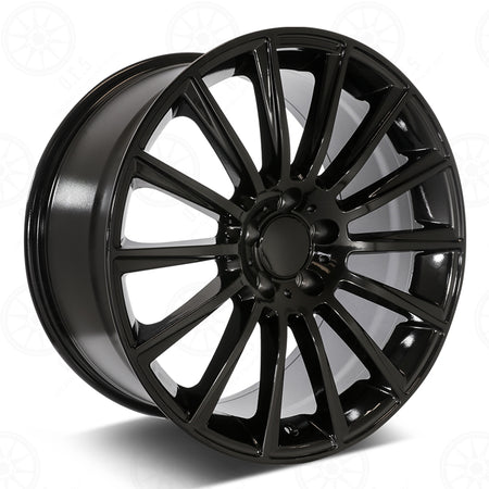 22-inch gloss black Mercedes wheel by OE Style Wheels, fits ML, GLE, GLS, GL models, showcasing a sleek alloy rim design.