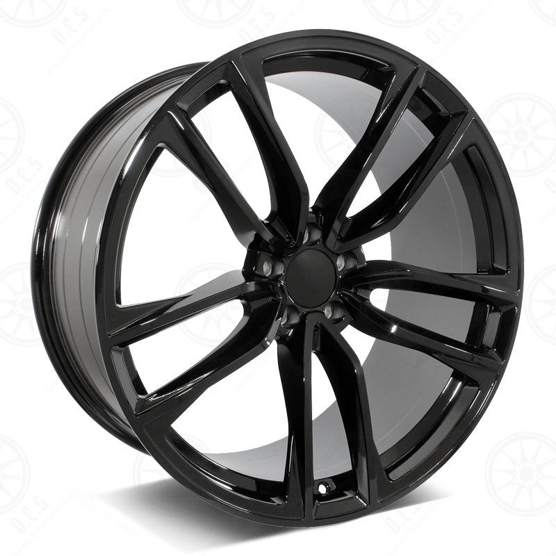 22-inch glossy black OE Style Mercedes wheels with multi-spoke design, fitting ML, GLE, GLS, and AMG models.