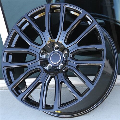 22-inch gloss black OE Style Wheels for Range Rover Defender, Discovery, LR3, LR4, HSE, Sport, SVR, Supercharged, Dynamic models.