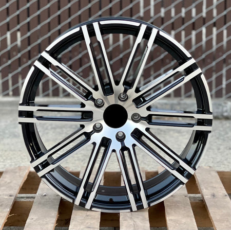 22-inch OE Style Wheels GTS black machined rims for Porsche Cayenne GTS Diesel Hybrid Turbo, automotive wheels with a sleek finish.