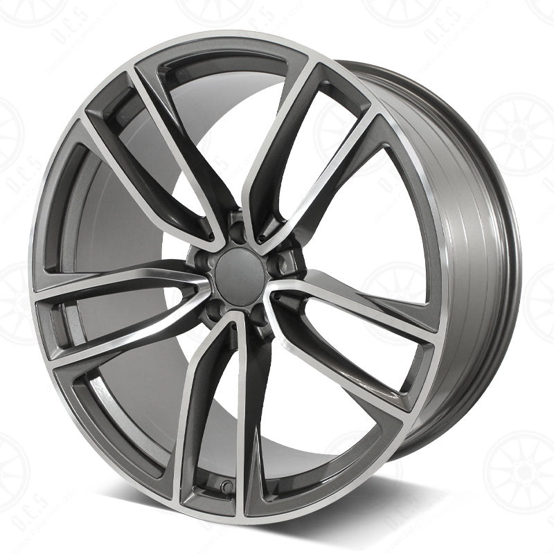 22-inch gunmetal machined face wheels for Mercedes-Benz E-Class, CLS, and S-Class models by OE Style Wheels.