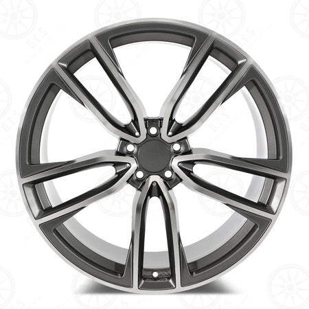 22-inch Gunmetal Machined Face Wheels by OE Style Wheels, fits Mercedes E-Class, CLS, S-Class, and AMG models.