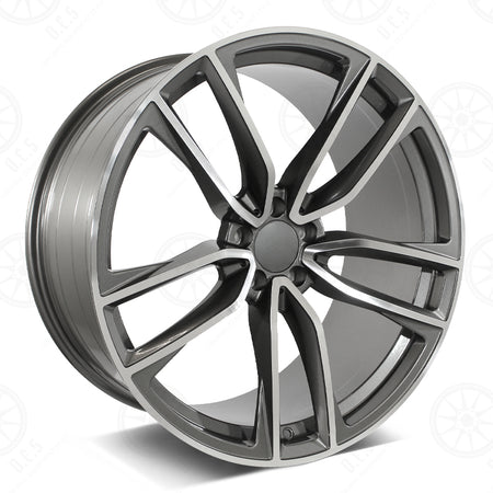 22-inch gunmetal machined face wheels by OE Style Wheels fitted on Mercedes E-Class and CLS models, showcasing sleek automotive rims.