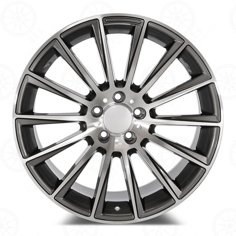 22-inch gunmetal machined face wheels by OE Style Wheels for Mercedes ML, GLE, GLS, and AMG models, showcasing sleek automotive rims.