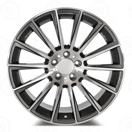 22-inch gunmetal machined face wheels by OE Style Wheels for Mercedes ML, GLE, GLS, and AMG models, showcasing sleek automotive rims.