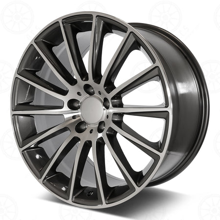 22-inch gunmetal machined face Mercedes wheel by OE Style Wheels, fits ML, GLE, GLS, and AMG models, showing detailed rim design.