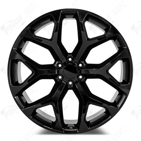 22-inch OE Style Wheels snowflake gloss black rims for Chevy Silverado, Suburban, Tahoe, GMC Sierra, Yukon vehicle compatibility