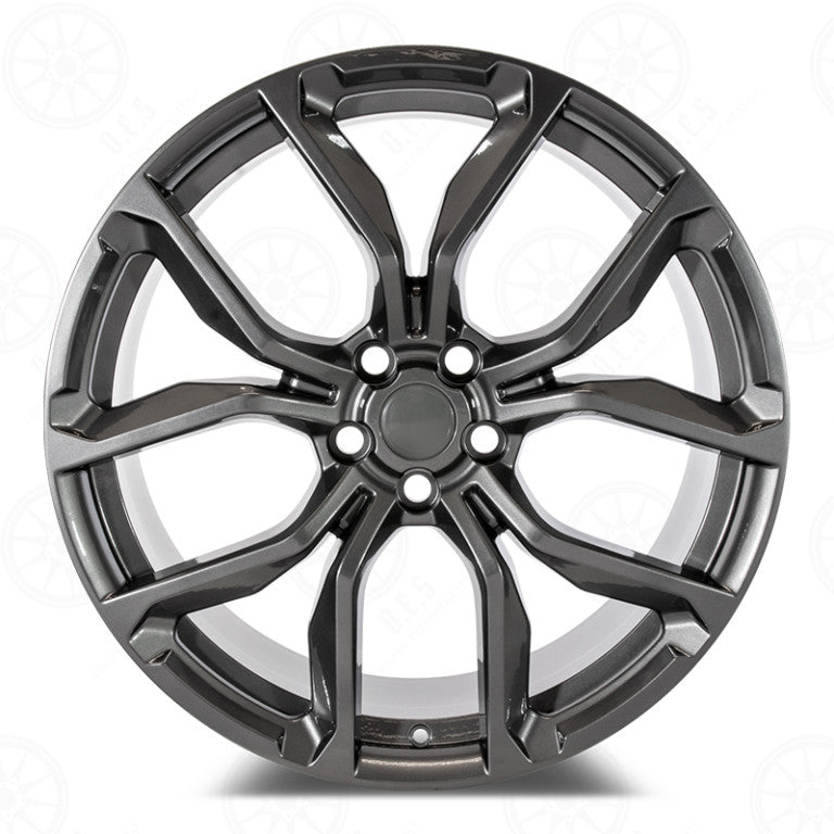 22-inch OE Style Wheels in gunmetal finish, designed for Range Rover Defender, Discovery, LR3, LR4, HSE Sport, SVR, and Autobiography models.