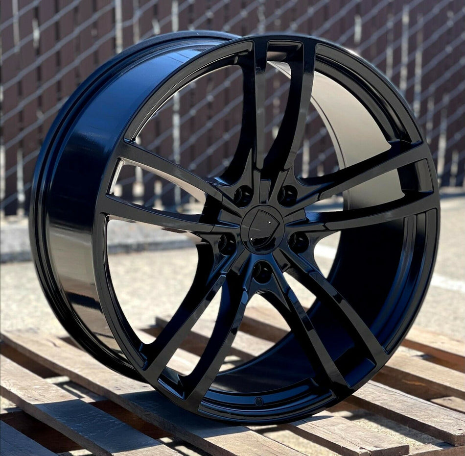 22-inch OE Style Wheels Turbo Style gloss black rims for Porsche Cayenne GTS Diesel Hybrid Turbo. Automotive rims and wheels.