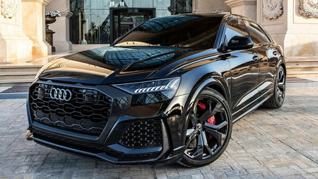 22-inch OE Style Wheels RS style gloss black rims for Audi A7, S7, Q5, Q7, Q8, SQ7, RSQ8, and E-Tron vehicles.